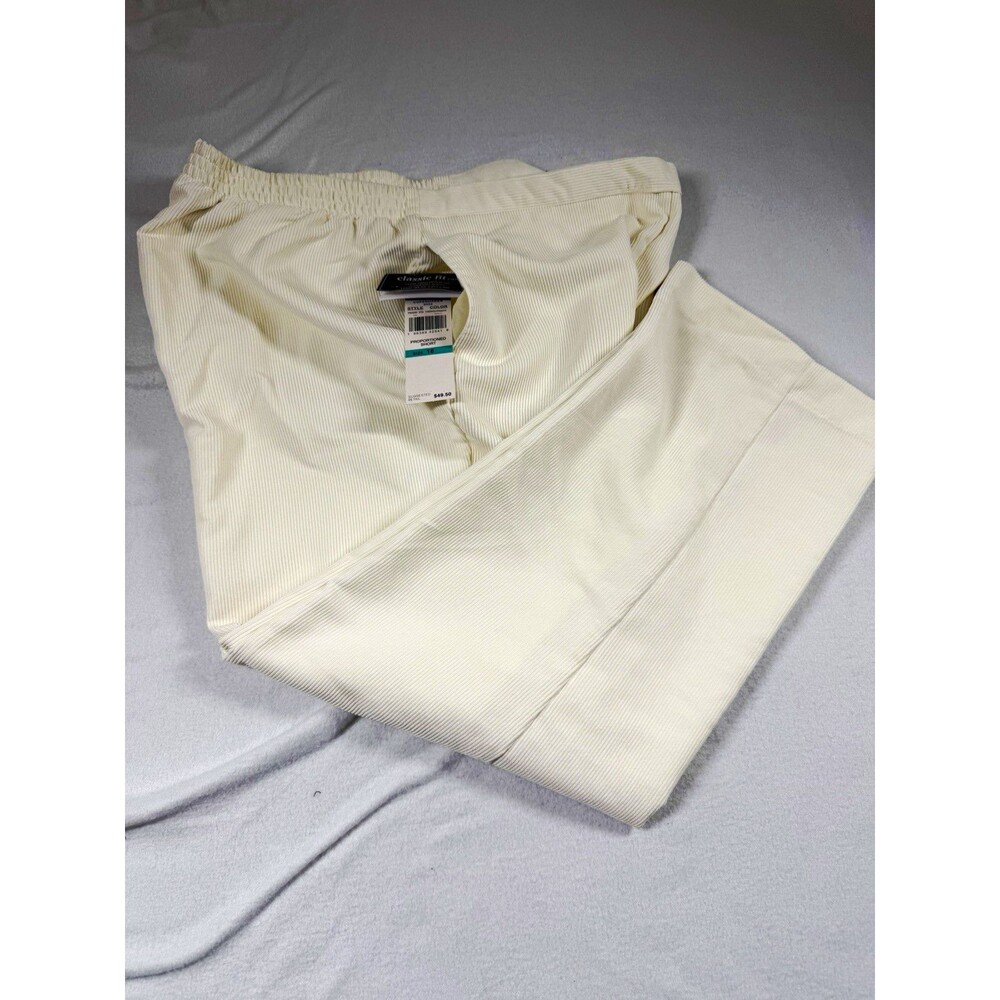 Alfred Dunner Womens Pants White Corduroy Elastic Waist Pull On Straight Leg 475